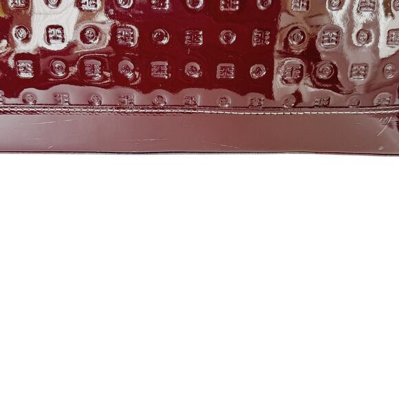 Arcadia Red Patent Leather Bag Satchel Md in Italy Burgundy Designer Top Handle - Picture 9 of 10